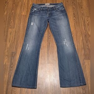 BKE Womens Grace Distressed Flare Jeans Size 29x32 Blue Denim Y2K E75